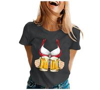 Generisch Maglietta da donna 2026 con grafica, alla moda, casual, a maniche corte, per feste, look casual, morbido misto cotone, abbigliamento quotidiano con motivo bavarese, design moderno streetwear