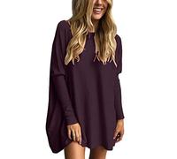 Generisch Maglietta da donna, taglie forti, top a tunica da indossare con leggings, maglioni autunnali a maniche lunghe, top eleganti, Lilla, S