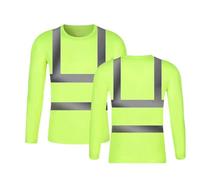 Generisch Maglietta da lavoro a maniche lunghe, da uomo, in cotone, con protezione riflettente, abbigliamento da lavoro, visibile, ad asciugatura rapida, leggera e traspirante, verde, L