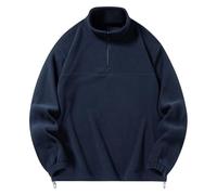 Generisch Maglietta da uomo a maniche lunghe, con chiusura lampo a 1/4, in pile, leggera, traspirante, funzionale, calda, a maniche lunghe, Blu scuro, 3XL