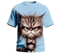 Generisch Maglietta da uomo bianca, oversize, con stampa gatto, unisex, con motivo animale, a maniche corte, per il tempo libero, per la visita nel giardino della birreria, azzurro41, M