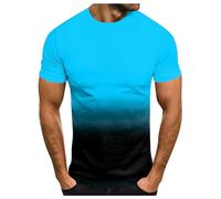 Generisch Maglietta da uomo casual e alla moda, a maniche lunghe, con design abbinato, in cotone di alta qualità, per un look casual elegante nella vita di tutti i giorni, Blu, L
