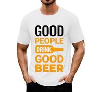Generisch Maglietta da uomo Oktoberfest, con stampa della birra, a maniche corte, girocollo, con scritta "Good People Drink Good Beer", Bianco Beer Shirt Uomo, 4XL