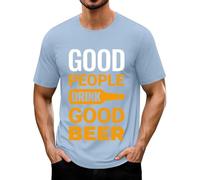 Generisch Maglietta da uomo Oktoberfest, con stampa della birra, a maniche corte, girocollo, con scritta "Good People Drink Good Beer", Maglietta da uomo a forma di beer azzurro, 3XL