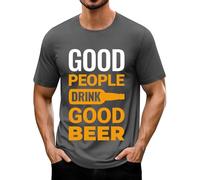 Generisch Maglietta da uomo Oktoberfest, con stampa della birra, a maniche corte, girocollo, con scritta "Good People Drink Good Beer", Grigio scuro Beer Shirt Uomo, 4XL