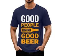 Generisch Maglietta da uomo Oktoberfest, con stampa della birra, a maniche corte, girocollo, con scritta "Good People Drink Good Beer", Marine Beer - Maglietta da uomo, L