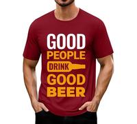 Generisch Maglietta da uomo Oktoberfest, con stampa della birra, a maniche corte, girocollo, con scritta "Good People Drink Good Beer", Red Beer Shirt Uomo, 3XL