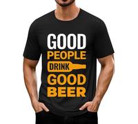 Generisch Maglietta da uomo Oktoberfest, con stampa della birra, a maniche corte, girocollo, con scritta "Good People Drink Good Beer", Nero Beer Shirt Uomo, M