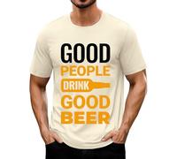 Generisch Maglietta da uomo Oktoberfest, con stampa della birra, a maniche corte, girocollo, con scritta "Good People Drink Good Beer", Beige Beer Shirt Uomo, 5XL