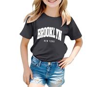 Generisch Maglietta estiva da ragazza, a maniche corte, in cotone, con stampa a gatti, per lo sport, Nero, 10-11 Anni