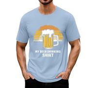 Generisch Maglietta Oktoberfest da uomo, con stampa da birra, a maniche corte, girocollo, per lettera, maglietta My Beer Drinking, Maglietta da uomo a forma di beer azzurro, 3XL