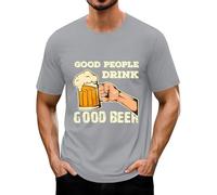 Generisch Maglietta Oktoberfest da uomo, con stampa della birra, a maniche corte, scollo rotondo, Good People Drink Good Beer, Grey Beer - Maglietta da uomo, 5XL