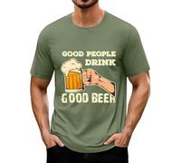 Generisch Maglietta Oktoberfest da uomo, con stampa della birra, a maniche corte, scollo rotondo, Good People Drink Good Beer, Verde Beer Shirt Uomo, 5XL