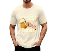 Generisch Maglietta Oktoberfest da uomo, con stampa della birra, a maniche corte, scollo rotondo, Good People Drink Good Beer, Beige Beer Shirt Uomo, L