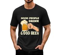 Generisch Maglietta Oktoberfest da uomo, con stampa della birra, a maniche corte, scollo rotondo, Good People Drink Good Beer, Nero Beer Shirt Uomo, XXL