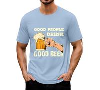 Generisch Maglietta Oktoberfest da uomo, con stampa della birra, a maniche corte, scollo rotondo, Good People Drink Good Beer, Maglietta da uomo a forma di beer azzurro, 3XL