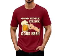 Generisch Maglietta Oktoberfest da uomo, con stampa della birra, a maniche corte, scollo rotondo, Good People Drink Good Beer, Red Beer Shirt Uomo, S