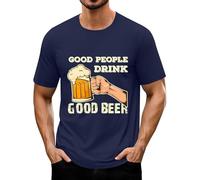Generisch Maglietta Oktoberfest da uomo, con stampa della birra, a maniche corte, scollo rotondo, Good People Drink Good Beer, Marine Beer - Maglietta da uomo, XL