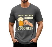 Generisch Maglietta Oktoberfest da uomo, con stampa della birra, a maniche corte, scollo rotondo, Good People Drink Good Beer, Grigio scuro Beer Shirt Uomo, XL