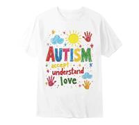 Generisch Maglietta per bambini con scritta Autism Awareness in blu - maglietta grafica colorata con stampa allegra per ragazze e ragazzi | Maglietta per il tempo libero per la scuola e la vita
