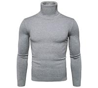 Generisch Maglione a collo alto, da uomo, tinta unita, sottile, slim fit, a maniche lunghe, con collo alto, per autunno e inverno, per il tempo libero, baselayer, comoda e morbida maglia, O grigio2, L