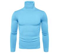 Generisch Maglione a collo alto, da uomo, tinta unita, sottile, slim fit, a maniche lunghe, con collo alto, per autunno e inverno, per il tempo libero, baselayer, comoda e morbida maglia, O blu2, XXL