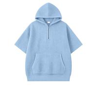 Generisch Maglione a maglia a maniche corte per ragazzi e ragazzi, comodo, versatile, da indossare nella vita di tutti i giorni, scuola, all'aperto, tempo libero, Azzurro, 9-10 Jahre