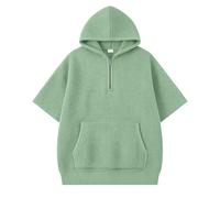 Generisch Maglione a maglia a maniche corte per ragazzi e ragazzi, comodo, versatile, da indossare nella vita di tutti i giorni, scuola, all'aperto, tempo libero, Verde chiaro, 9-10 Jahre
