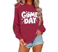 Generisch Maglione autunnale da donna con cappuccio stampato calcio, a maniche lunghe, casual, per lo sport e la vita quotidiana, comoda e morbida giacca in pile con, Colore: rosso, XL