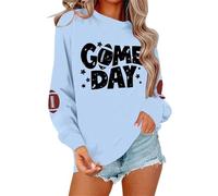 Generisch Maglione autunnale da donna con cappuccio stampato calcio, a maniche lunghe, casual, per lo sport e la vita quotidiana, comoda e morbida giacca in pile con, Celeste., XL