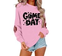 Generisch Maglione autunnale da donna con cappuccio stampato calcio, a maniche lunghe, casual, per lo sport e la vita quotidiana, comoda e morbida giacca in pile con, Colore: rosa., M