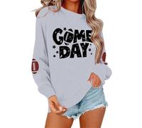 Generisch Maglione autunnale da donna con cappuccio stampato calcio, a maniche lunghe, casual, per lo sport e la vita quotidiana, comoda e morbida giacca in pile con, grigio chiaro., M