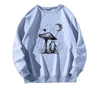 Generisch Maglione casual a maniche lunghe da donna come base alla moda con stampa alla moda per un individuo, Blu, M