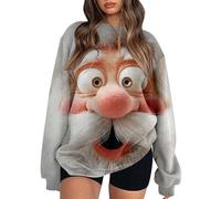 Generisch Maglione casual stampato a maniche lunghe girocollo morbido caldo per l'inverno, ideale per le occasioni festive come comoda camicetta quotidiana., grigio chiaro., M