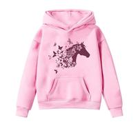Generisch Maglione con cappuccio a maniche lunghe per ragazze come comodo maglione per il tempo libero, Colore: rosa., 8-9 Jahre