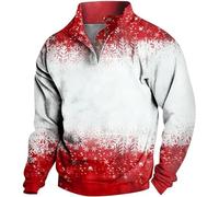 Generisch Maglione con cappuccio da uomo con dramma di colore natalizio, design digitale 3D, colletto alto per elegante, bianco, M