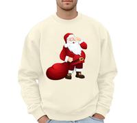 Generisch Maglione con cappuccio natalizio con stampa grafica da uomo | Felpa festiva per tutti senza, beige., L