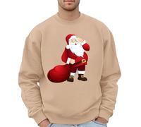 Generisch Maglione con cappuccio natalizio con stampa grafica da uomo | Felpa festiva per tutti senza, cachi, L