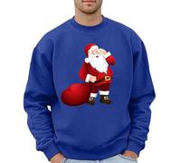 Generisch Maglione con cappuccio natalizio con stampa grafica da uomo | Felpa festiva per tutti senza, Blu, L