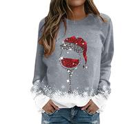 Generisch Maglione con pizzo da donna, top in vetro, a maniche lunghe, casual, con temperamento, colore nero, grigio., S