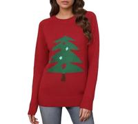 Generisch Maglione da donna a collo alto, elegante e alla moda invernale, lavorato a maglia, in jacquard, per una piacevole vacanza, Colore: rosso, L