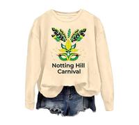 Generisch Maglione da donna alla moda, casual, carnival largo, a maniche lunghe, con stampa a lettere e scollo rotondo, da donna, Giallo chiaro, XL