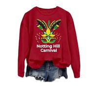 Generisch Maglione da donna alla moda, casual, carnival largo, a maniche lunghe, con stampa a lettere e scollo rotondo, da donna, Colore: rosso, L