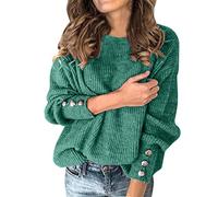 Generisch Maglione da donna alla moda con colletto a fiocco, a maniche lunghe, elegante e caldo top per donna maglia casual, verde, 4XL