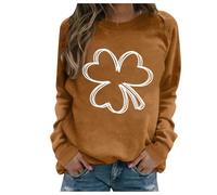 Generisch Maglione da donna autunnale, senza cappuccio, a maniche lunghe, con scollo rotondo, per San Patrizio, marrone, S