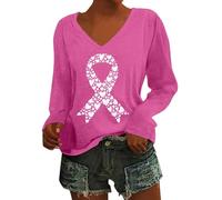 Generisch Maglione da donna casual con scollo a V, maniche lunghe per una moda casual elegante in qualsiasi condizione atmosferica, comodo accompagnamento quotidiano con moderno design stampato, rosa