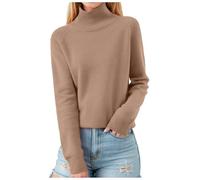 Generisch Maglione da donna con collo alto, sottile, morbido e caldo, elastico, gold, XL