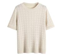 Generisch Maglione da donna con motivo a treccia per un comfort senza tempo, elegante, per il tempo libero, beige., 3XL