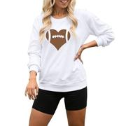 Generisch Maglione da donna con scollo rotondo con grafica a cuore - Maglia a maniche lunghe per gli appassionati di football americano | Maglione come dichiarazione d'amore per lo sport, Stil_i10