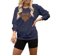 Generisch Maglione da donna con scollo rotondo con grafica a cuore - Maglia a maniche lunghe per gli appassionati di football americano | Maglione come dichiarazione d'amore per lo sport, Stil_i06 blu